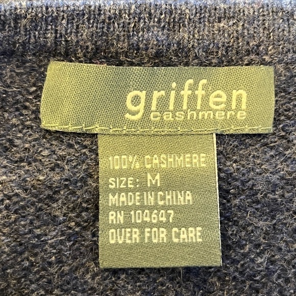 GRIFFEN Heather Blue Cashmere Pullover Sweater‎ - Picture 4 of 5